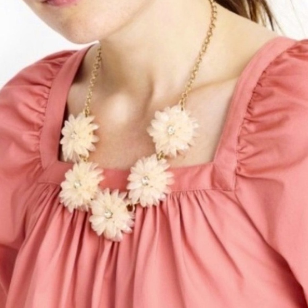 NWT J. Crew Dahlia flower pink crystal necklace